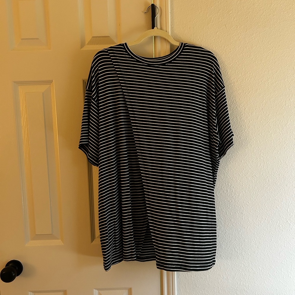 Black and White Striped Men's Shirt